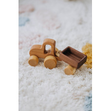 Деревянная машинка трактор с прицепом, 13*7*5 см