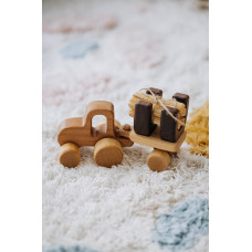 Деревянная машинка трактор с прицепом 