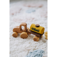 Деревянная машинка трактор с прицепом 