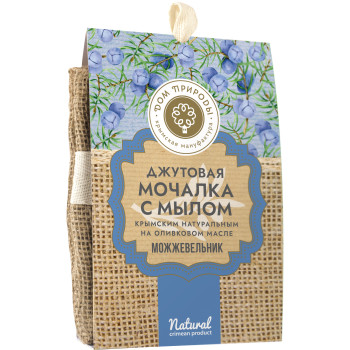 Джутовая мочалка + мыло Можжевельник