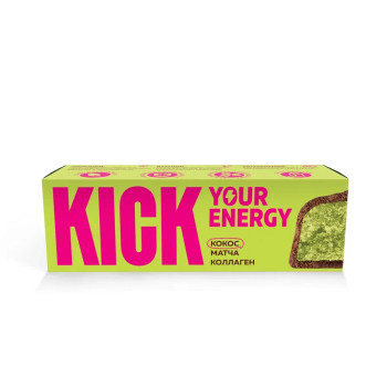 Кокосовый батончик с матчей и коллагеном в карамельном шоколаде