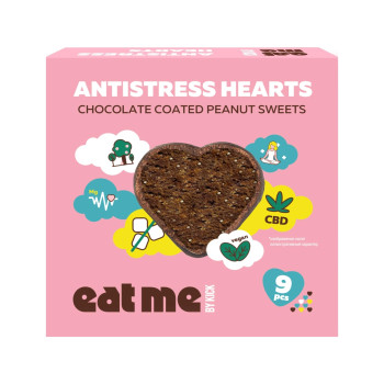 Шоколадные конфеты Арахис и кешью в карамельном шоколаде с растительным экстрактом конопли и магнием EAT ME by KICK, 90 г