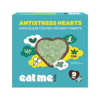 Кокосовые конфеты с мятой в карамельном шоколаде с растительным экстрактом конопли и магнием EAT ME by KICK, 90 г