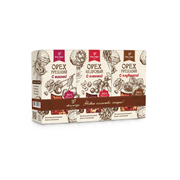 Набор Орехи - Ягоды (Орех кедровый с клюквой, Орех грецкий с вишней, Орех грецкий с клубникой)