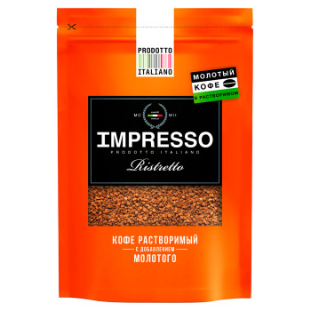 Кофе IMPRESSO Ristretto дой-пак 100г/20шт (суб+мол) NEW