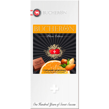 BUCHERON BLANC EDITION горький шоколад с апельсином и орехами 85г/60шт