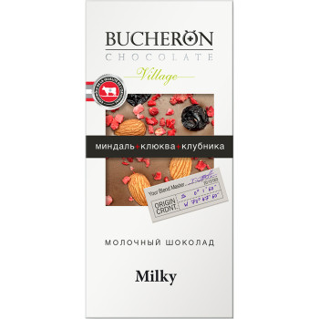 BUCHERON VILLAGE молочный шоколад с миндалем, клюквой и клубникой 85г/60шт