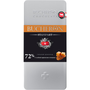 BUCHERON горький шоколад с соленой карамелью и пеканом ж/б 100г/60шт