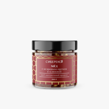 Мёд с ядром кедрового ореха и клюквой 110 г
