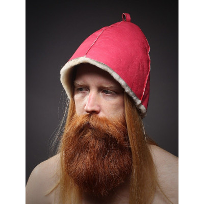 Шапка для бани и сауны из овчины Талшин малиновый