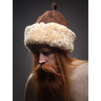 Шапка для бани и сауны Боярка из овчины, Каштан светлый