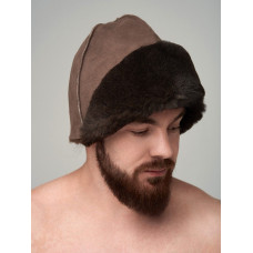 Шапка для бани и сауны из овчины Бурый медведь