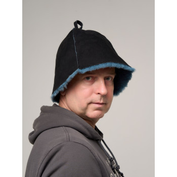 Шапка для бани и сауны из овчины Черный изумруд
