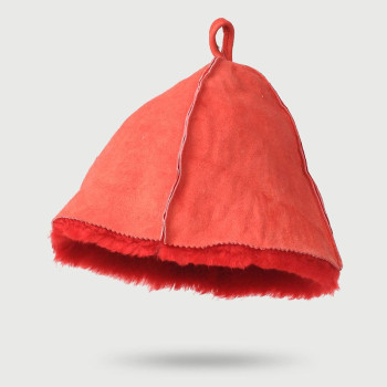 Шапка для бани и сауны из овчины Красная жара