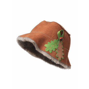 Шапка для бани и сауны из овчины Панамка с листочком