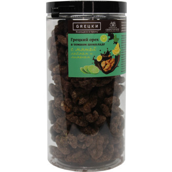 Грецкий орех в чёрном шоколаде с мятой, лимоном и лаймом 400 гр