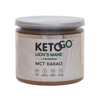Keto Go, Какао порошок с МСТ и ежовиком, банка 180 гр.