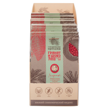 Конфеты ГРАНАТ и ШОКОЛАД с кедровыми орехами, 12х15 гр.