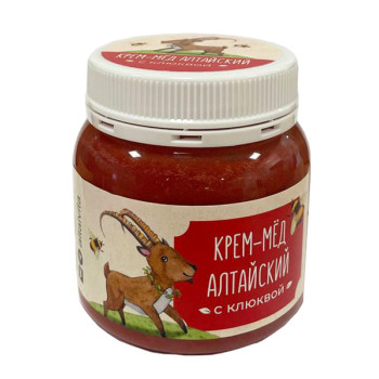 Алтайский крем-мед с клюквой, 300 грамм