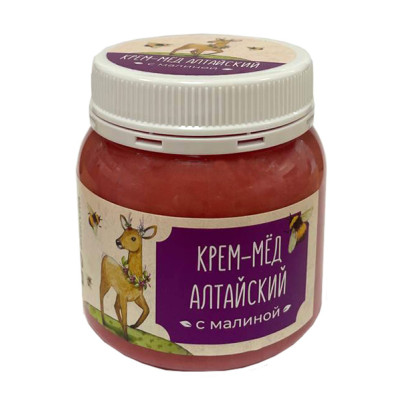 Алтайский крем-мед с малиной, 300 грамм