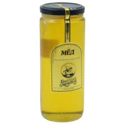 Мёд в стеклянной банке цветочный
