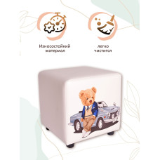 Пуф Куб (принт)(КЗМ) (Медведь с машиной)