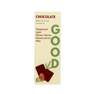 Тёмный шоколад на меду Good Chocolate с кедровым орехом 25г