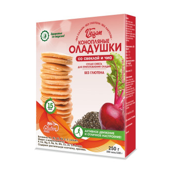 Конопляные оладушки VEGAN cо свеклой и чиа