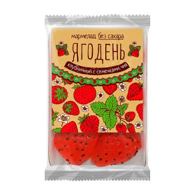 Мармелад Ягодень клубничный с семенами чиа подложка