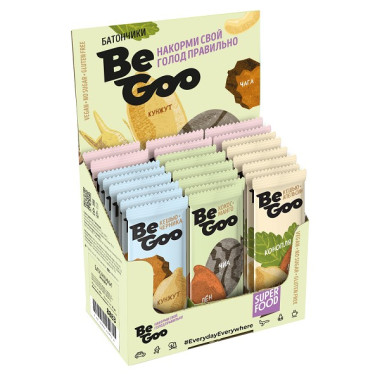 Батончики орехово-ягодные и орехово-фруктовые ассорти SUPERFOOD BeGoo шоу-бокс 