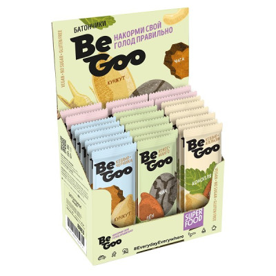 Батончики орехово-ягодные и орехово-фруктовые ассорти SUPERFOOD / BeGoo / шоу-бокс 